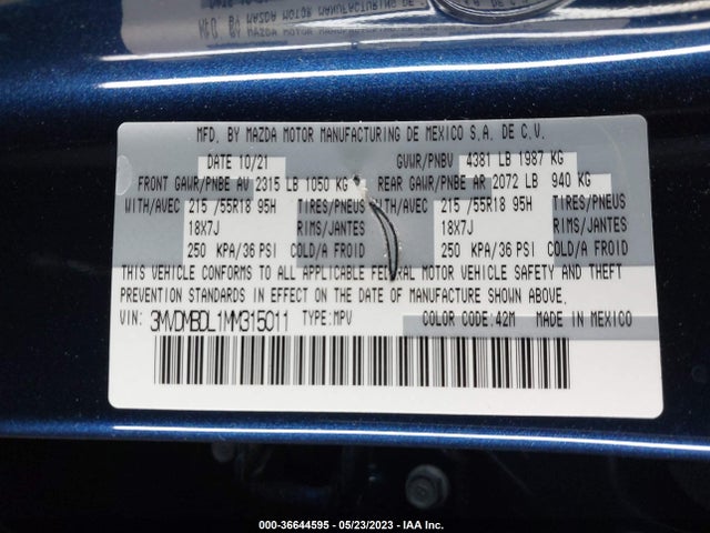 2021 MAZDA CX-30 PREMIUM VIN: 3MVDMBDL1MM315011