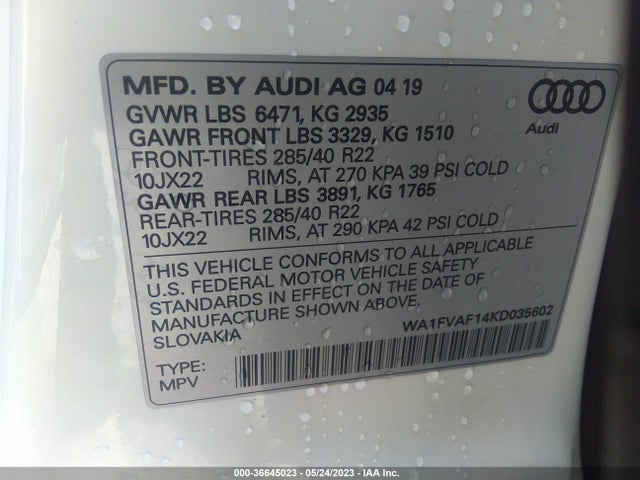 WA1FVAF14KD035602 Audi Q8 Prestige