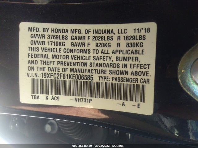 Honda Civic Sedan Lx 2019 19XFC2F61KE006585 Image 9
