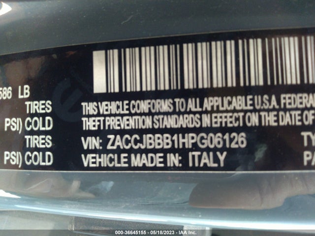 ZACCJBBB1HPG06126 Jeep Renegade Latitude