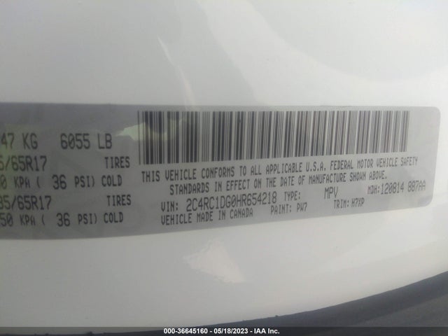 2C4RC1DG0HR654218 Chrysler Pacifica Touring