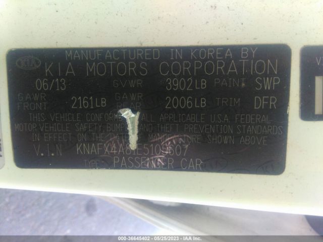 KNAFX4A81E5105607 KIA FORTE EX