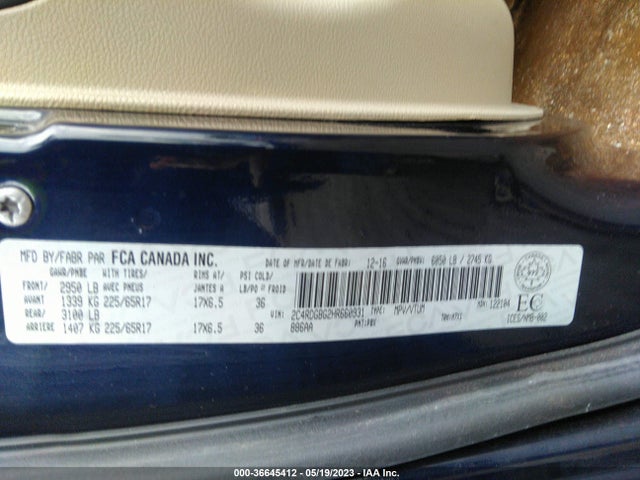 Dodge Grand Caravan Cvp/sxt 2017 2C4RDGBG2HR660931 Image 9