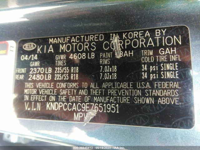 KNDPCCAC9E7651951 KIA Sportage Ex