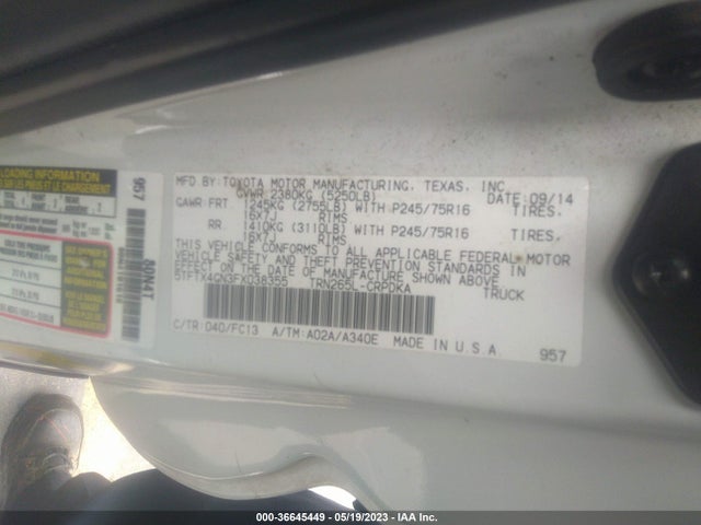 Toyota Tacoma Prerunner 2015 5TFTX4GN3FX038355 Image 9