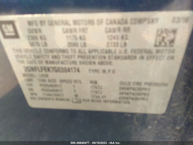 Chevrolet EQUINOX LT 2016 2GNFLFEK7G6304174 Image 9
