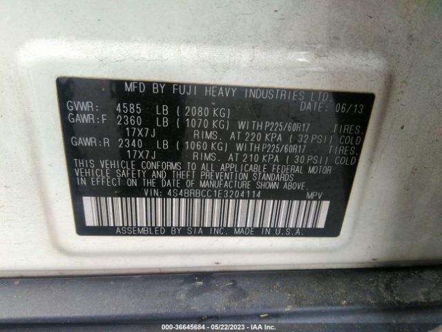 4S4BRBCC1E3204114 Subaru Outback 2.5i Premium