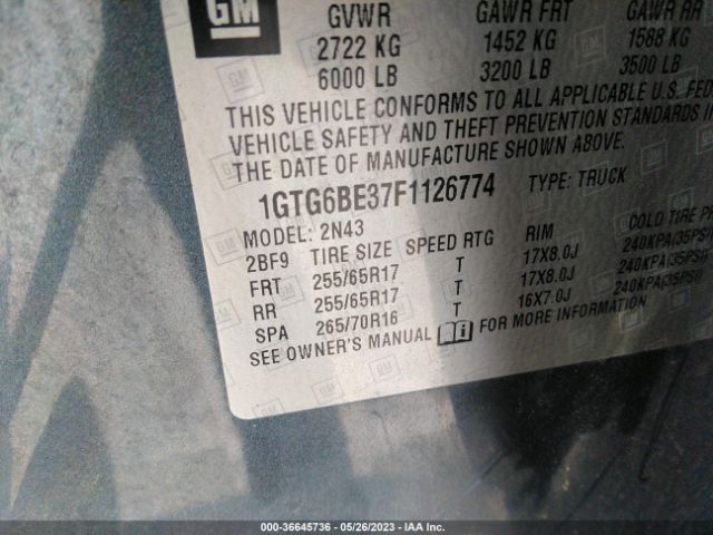 1GTG6BE37F1126774 GMC Canyon 4wd Sle