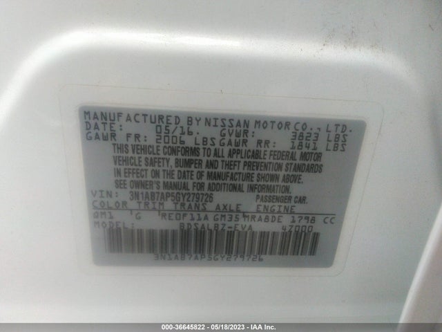 Nissan SENTRA S 2016 3N1AB7AP5GY279726 Image 10