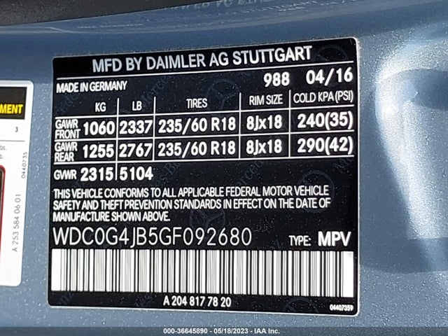 WDC0G4JB5GF092680 Mercedes-Benz Glc Glc 300