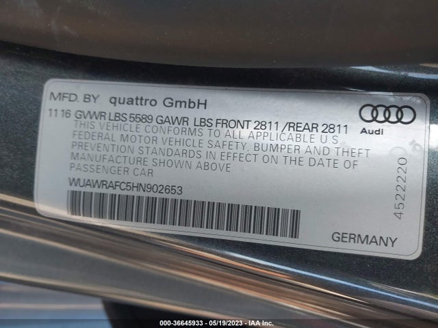 2017 Audi RS 7, VIN: WUAWRAFC5HN902653