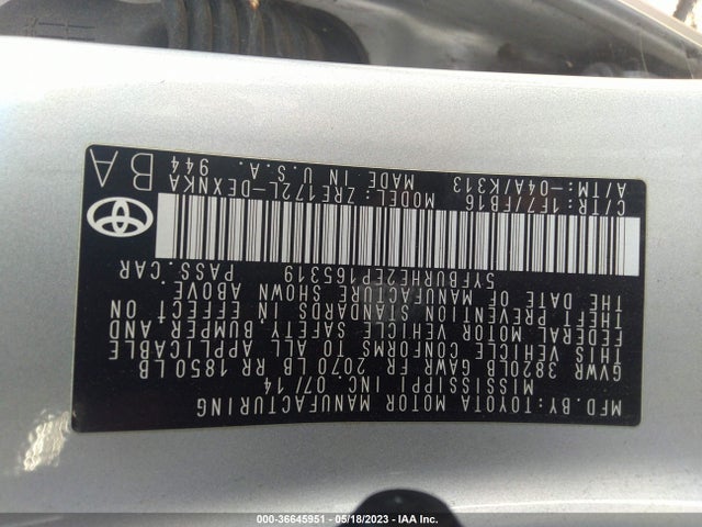 Toyota Corolla L/le/s/s Plus/le Plus 2014 5YFBURHE2EP165319 Image 11