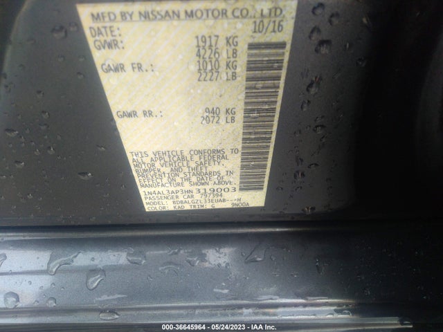 2017 NISSAN ALTIMA 2.5 S VIN: 1N4AL3AP3HN319003