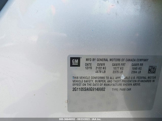 Chevrolet IMPALA LT 2016 2G1105SA6G9149982 Image 9