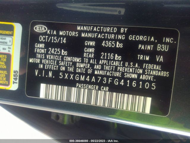 5XXGM4A73FG416105 KIA Optima Lx