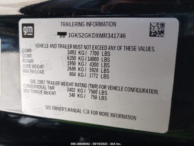 1GKS2GKDXMR341746 GMC Yukon Xl Slt