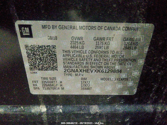 Chevrolet EQUINOX LS 2019 2GNAXHEVXK6129884 Image 9