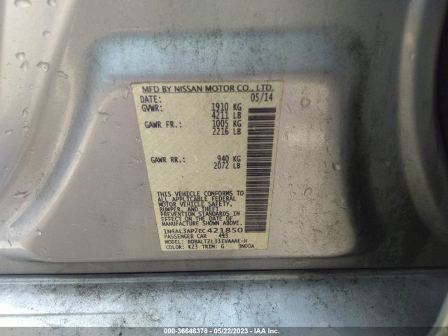 Nissan Altima 2.5 Sv 2014 1N4AL3AP7EC421850 Image 9