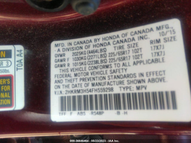 Honda CR-V EX 2015 2HKRM3H54FH559298 Image 9