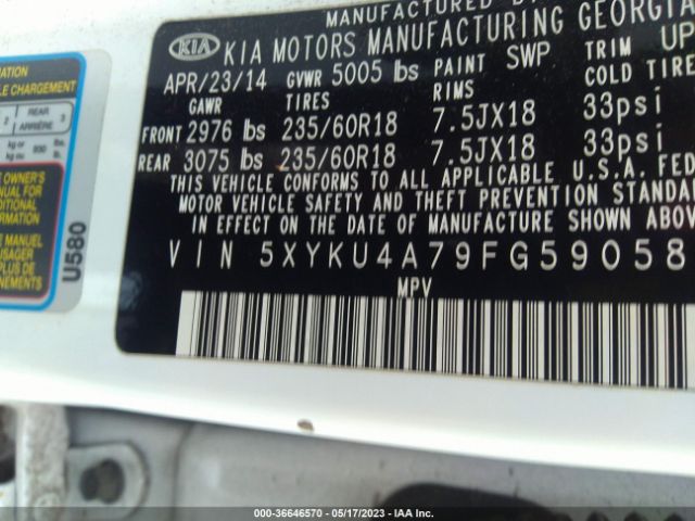 5XYKU4A79FG590587 KIA SORENTO EX