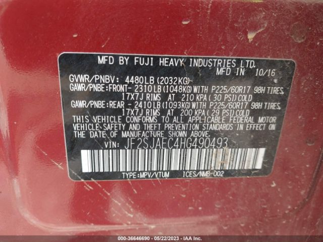 JF2SJAEC4HG490493 Subaru Forester Premium