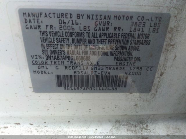 3N1AB7AP0GL668688 Nissan SENTRA SV