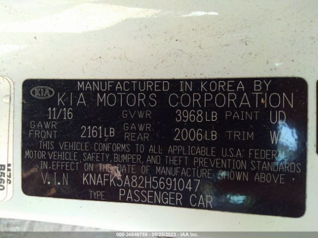 KNAFK5A82H5691047 KIA Forte5 Lx
