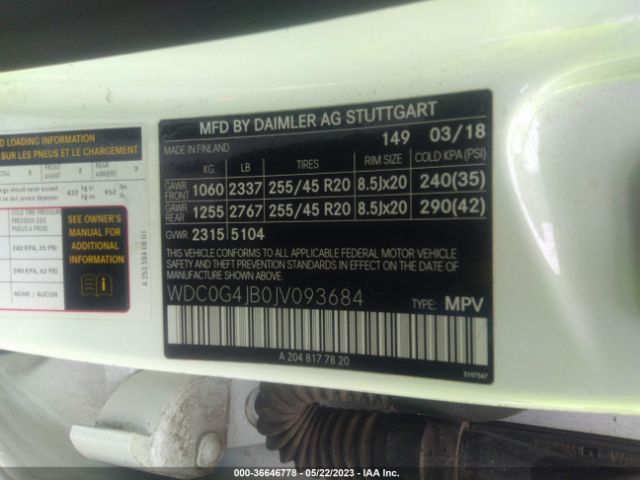 WDC0G4JB0JV093684 Mercedes-Benz Glc Glc 300