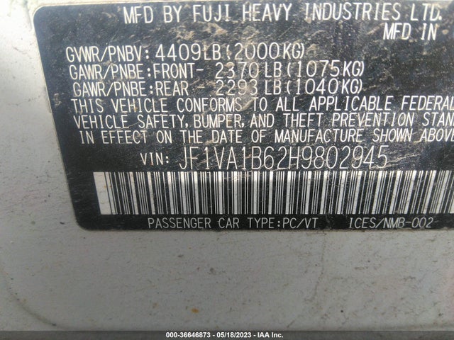 Subaru WRX 2017 JF1VA1B62H9802945 Image 10