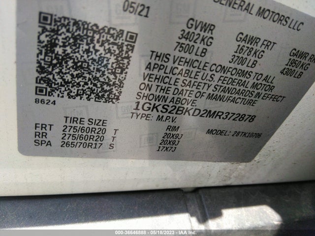 GMC YUKON SLT 2021 1GKS2BKD2MR372878 Image 9