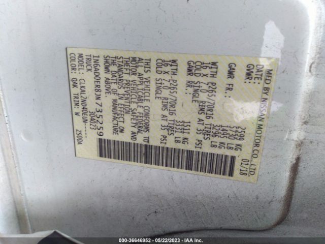 1N6AD0ER8JN735259 Nissan Frontier Sv V6