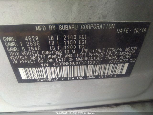 4S3BNEN60K3012803 Subaru Legacy Limited