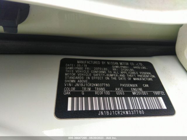 JN1BJ1CR2KW337780 Nissan Rogue Sport S