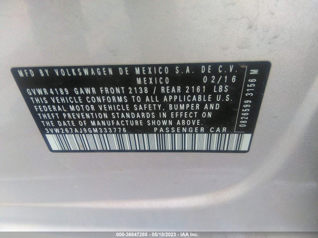3VW267AJ9GM333776 Volkswagen Jetta Sedan 1.4t S W/technology
