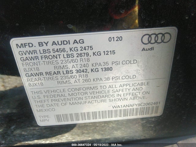 WA1ANAFY9L2062461 Audi Q5 Premium/titanium Premium