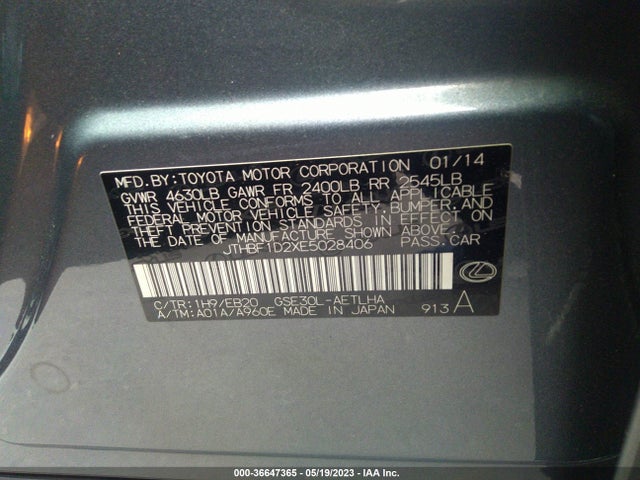 Lexus IS 250 2014 JTHBF1D2XE5028406 Image 11