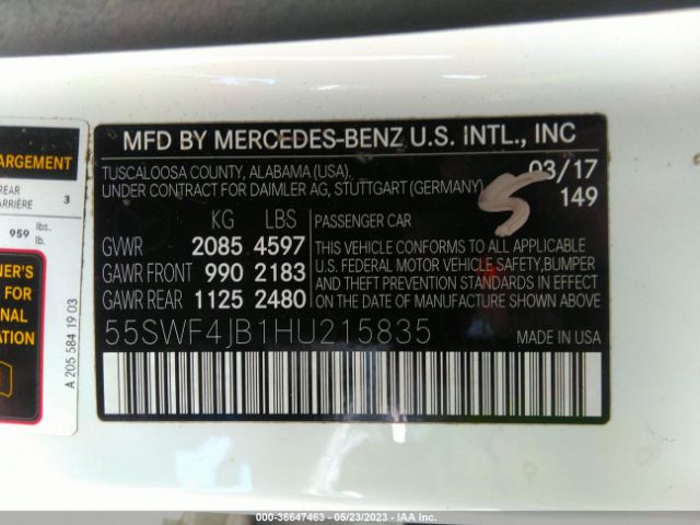 55SWF4JB1HU215835 Mercedes-Benz C-class C 300