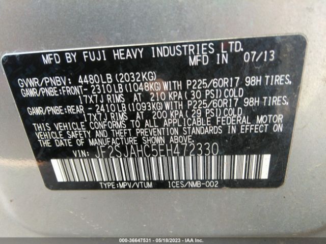 JF2SJAHC5EH472330 Subaru Forester 2.5i Limited