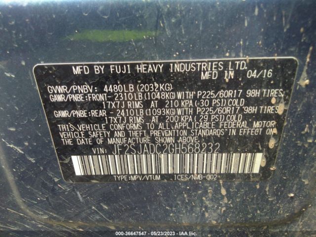 JF2SJADC2GH568232 Subaru Forester 2.5i Premium