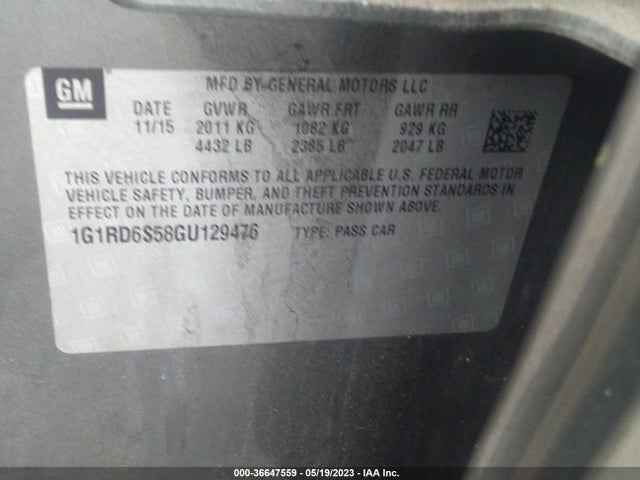 Chevrolet Volt Premier 2016 1G1RD6S58GU129476 Image 10