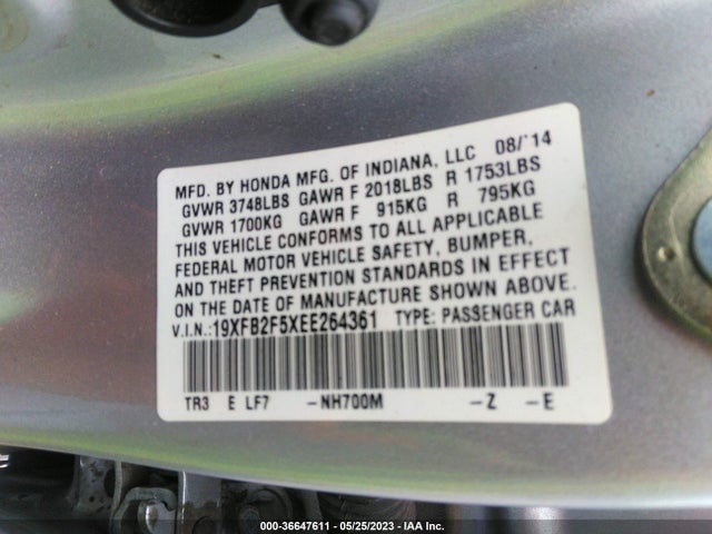 2014 HONDA CIVIC SEDAN LX VIN: 19XFB2F5XEE264361