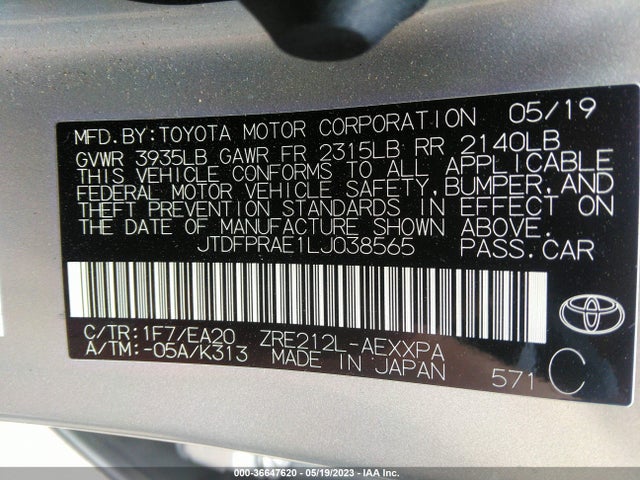 Toyota Corolla Xle 2020 JTDFPRAE1LJ038565 Image 10