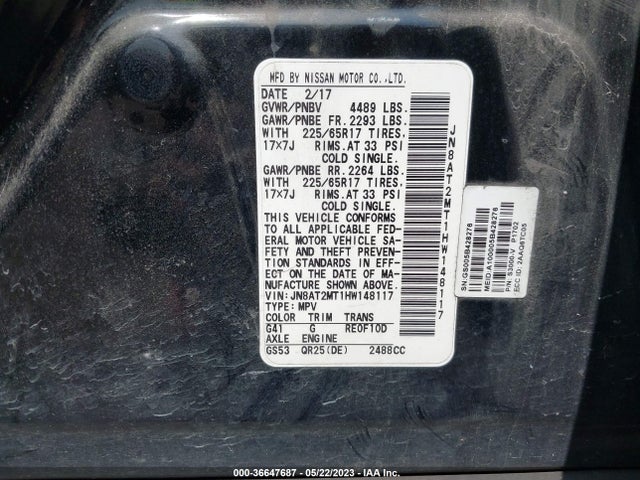 Nissan ROGUE S 2017 JN8AT2MT1HW148117 Image 11