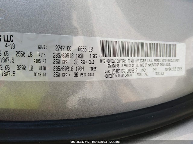 2C4RC1GG1JR258171 Chrysler Pacifica Limited