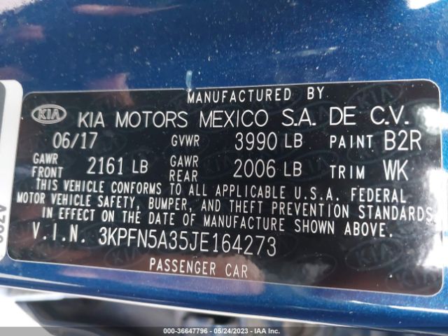 3KPFN5A35JE164273 KIA Forte5 Sx