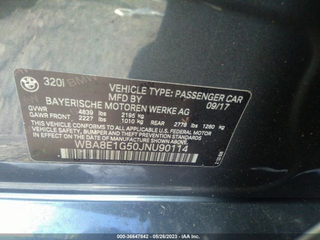 WBA8E1G50JNU90114 BMW 3 Series 320i