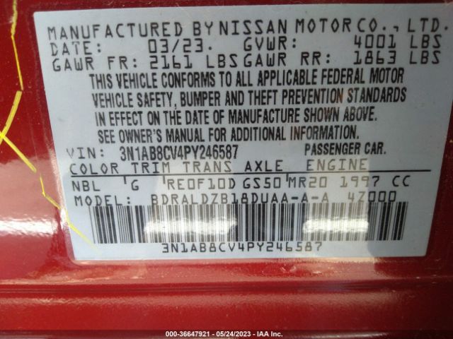 3N1AB8CV4PY246587 Nissan SENTRA SV