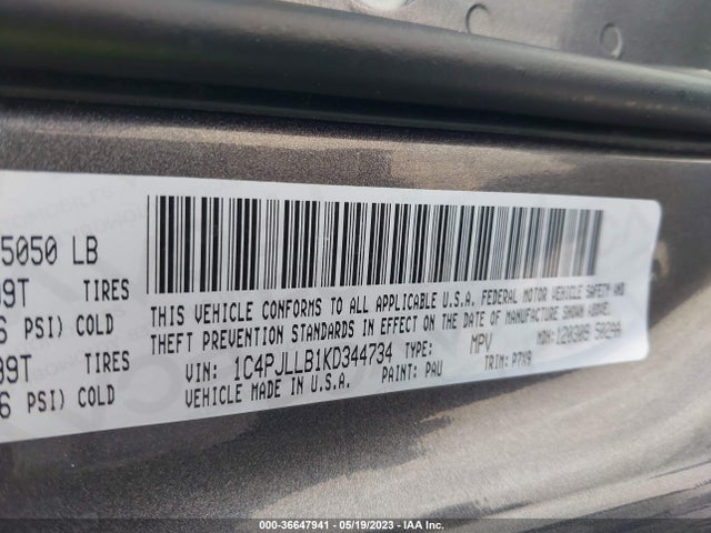 1C4PJLLB1KD344734 Jeep Cherokee Latitude Plus