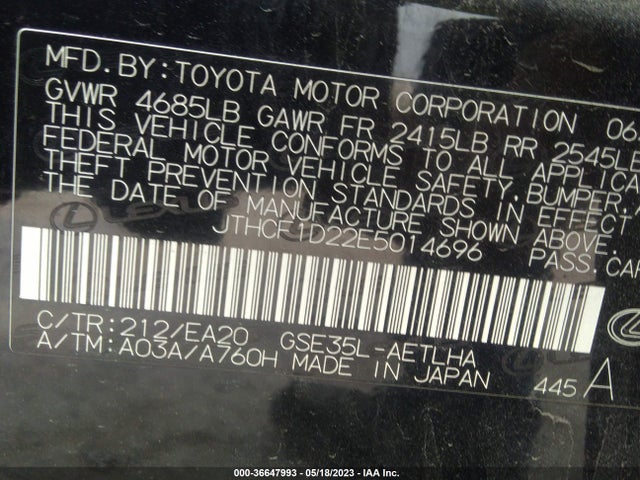 JTHCF1D22E5014696 Lexus IS 250