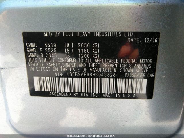 4S3BNAF66H3043828 Subaru Legacy Premium